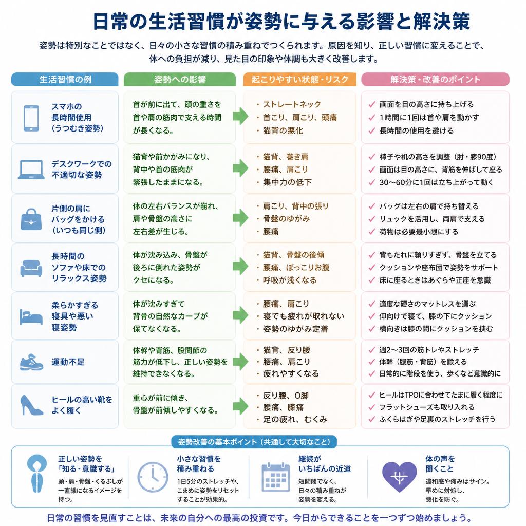 日常生活が引き起こす姿勢の乱れ