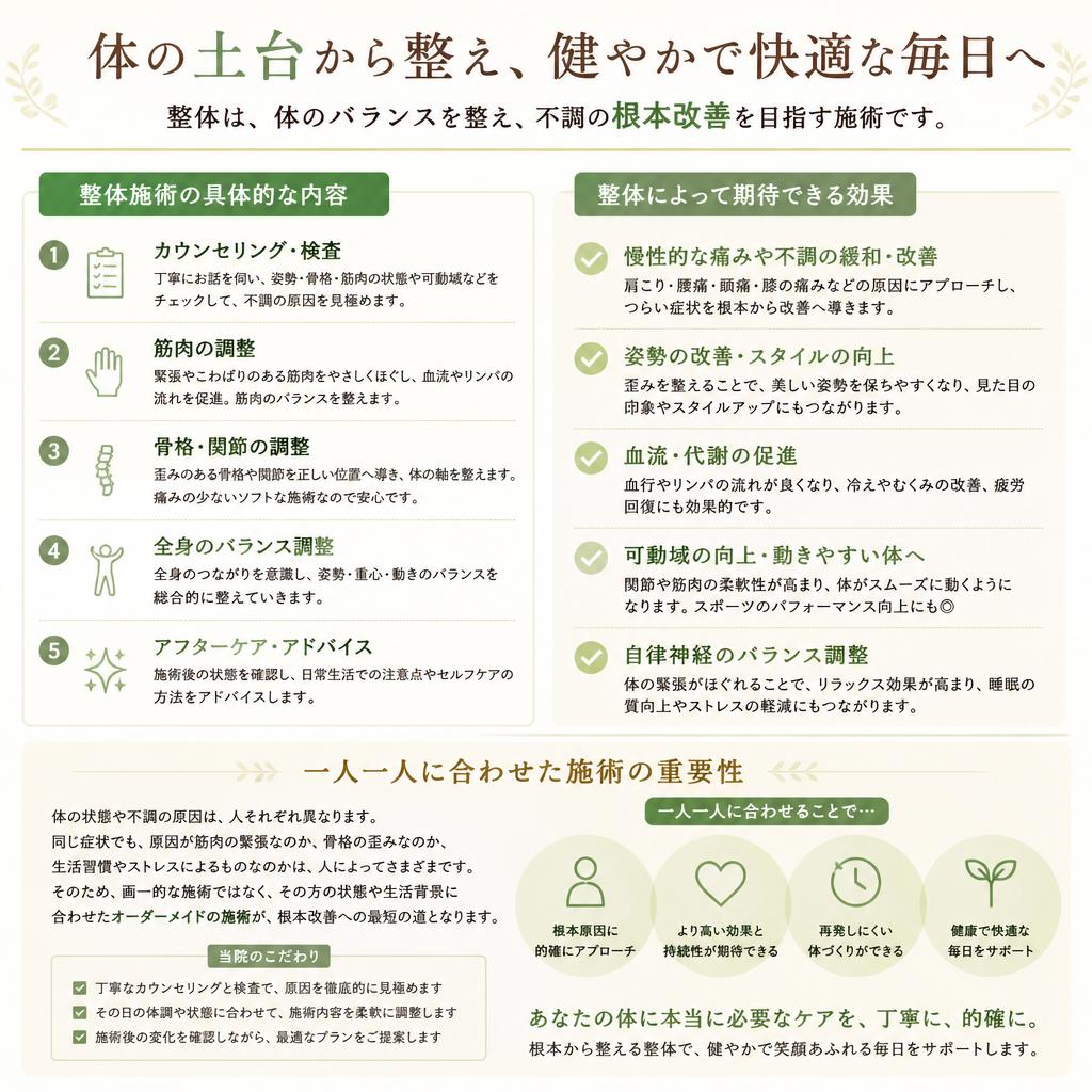 体のバランスを整える整体施術