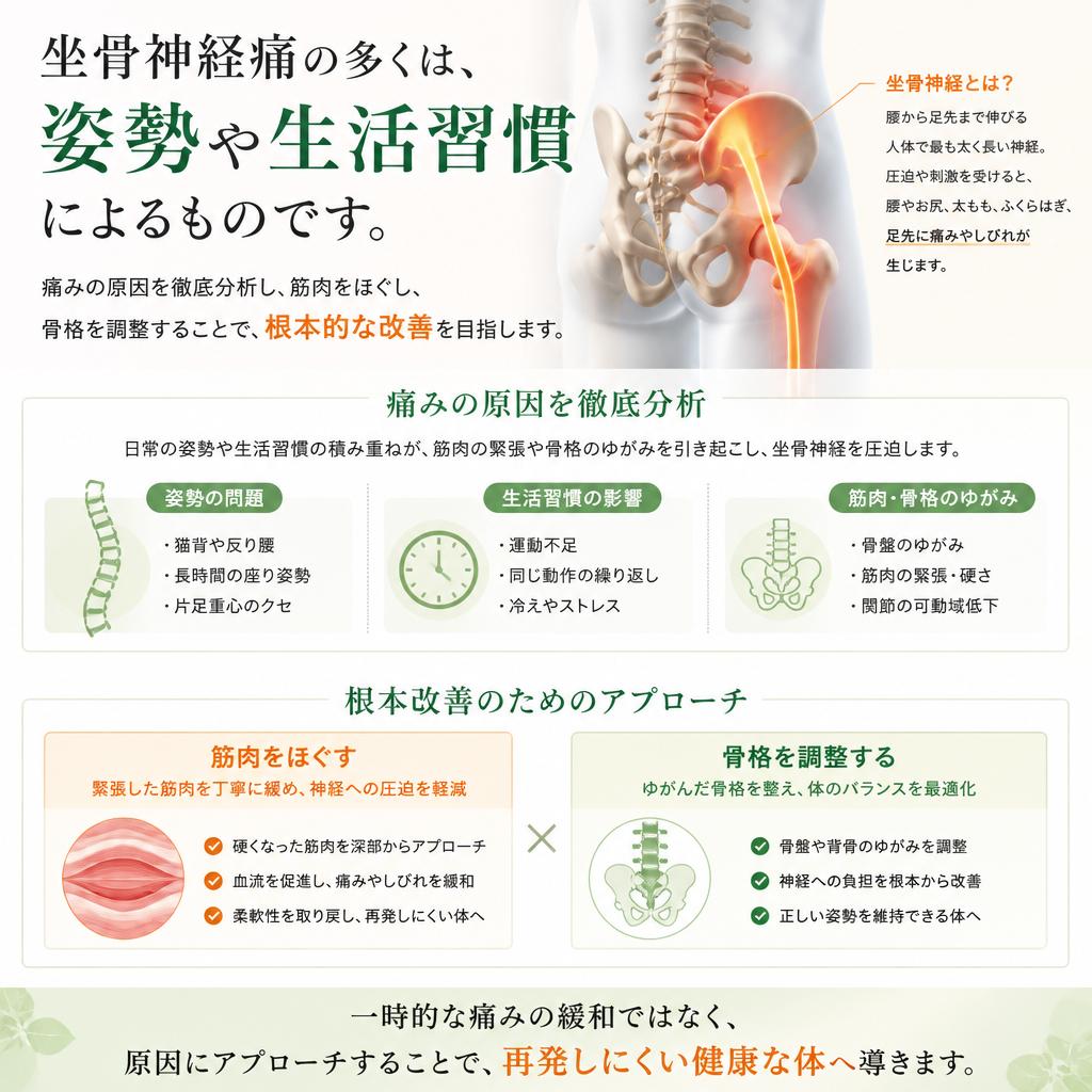 坐骨神経痛改善のためのアプローチ