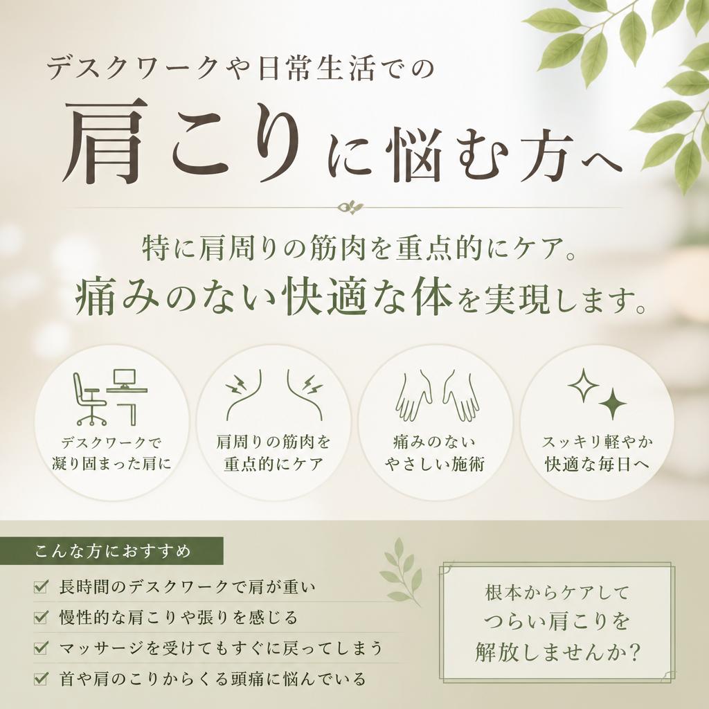 肩こり解消に特化した施術